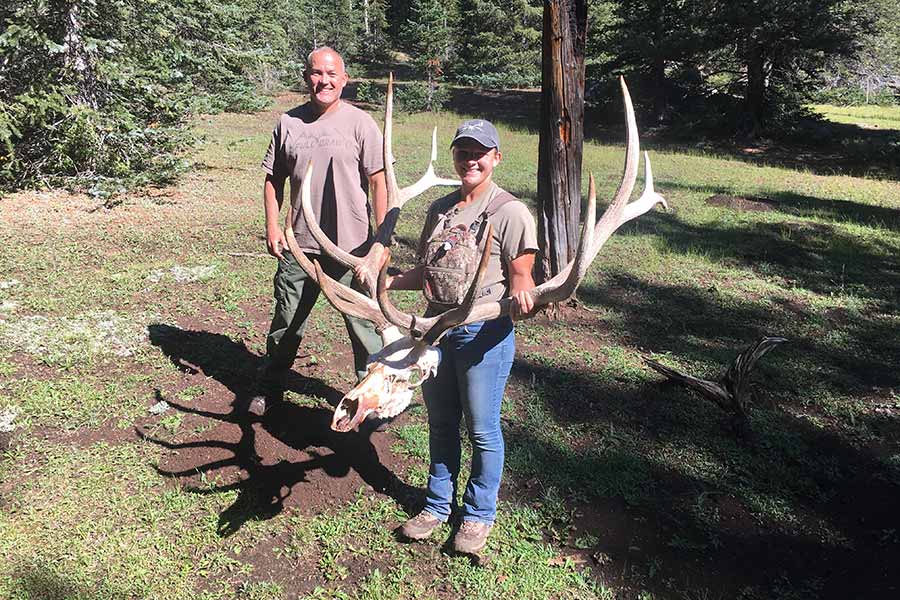 Justin and Jaquel with Steve's elk head