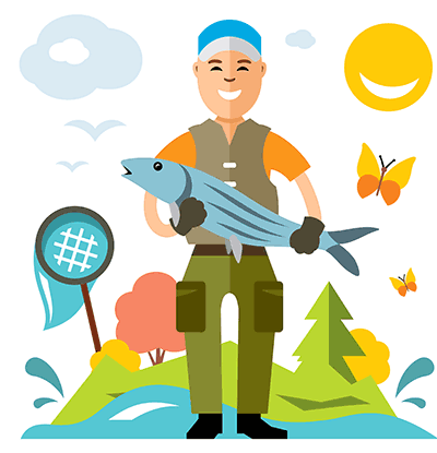 Angler holding a caught fish