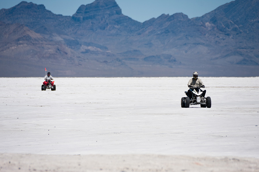 ATVs riding on the Bonneville Salt Flats