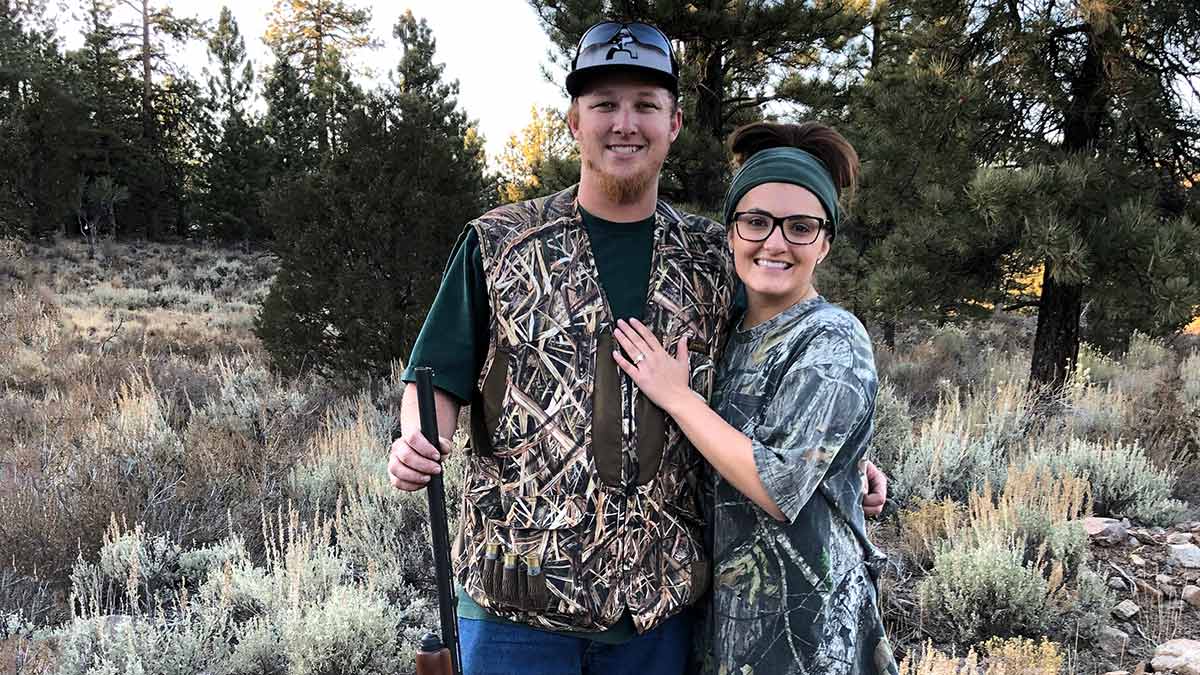 Alyssa Jackson and her now husband as they get engaged during a duck hunt