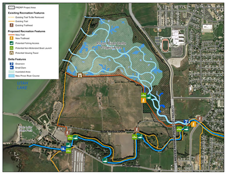 Map of the Provo River Delta Restoration Project