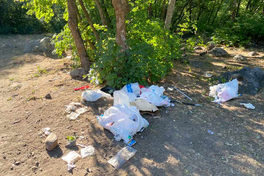 Garbage on the ground left by campers at the East Fork Little Bear WMA