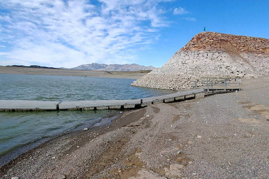Lower water levels at Yuba Lake in May 2021