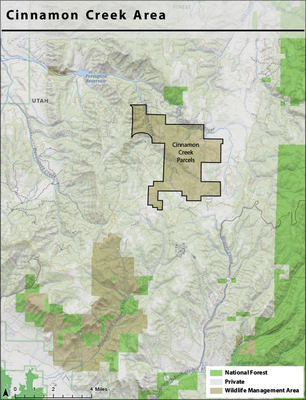 Map of Cinnamon Creek area, including the Wildlife Management Area