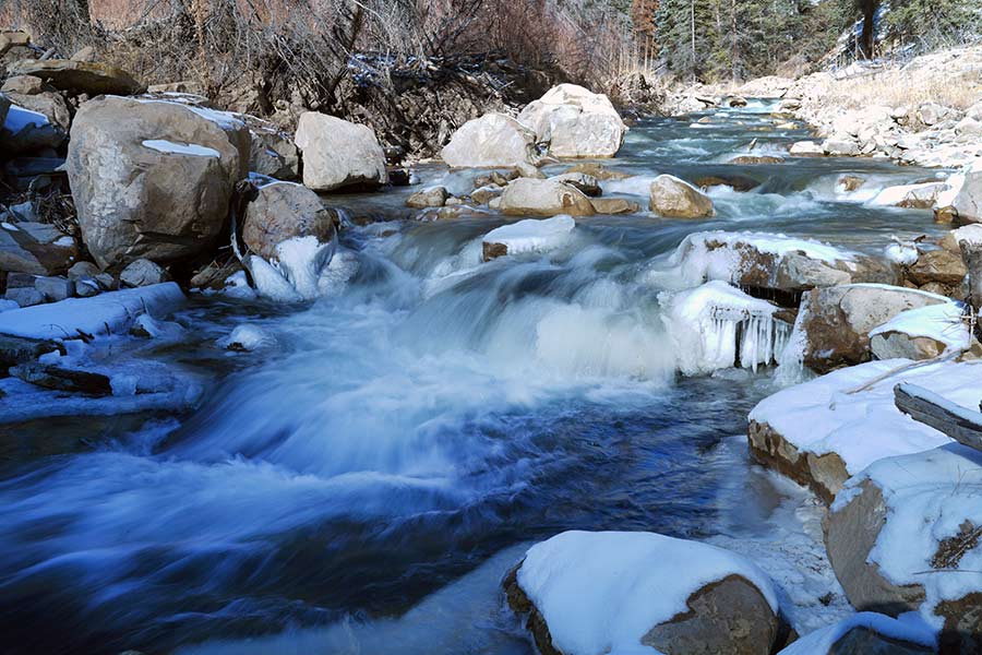 Water cascading over rocks at Huntington Creek